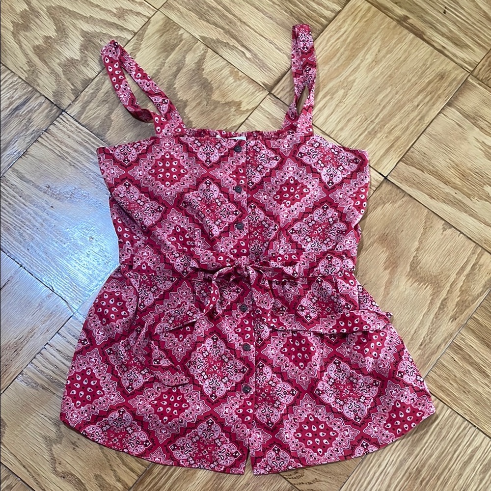 Bandana pattern Red Tank Top with cinched waist